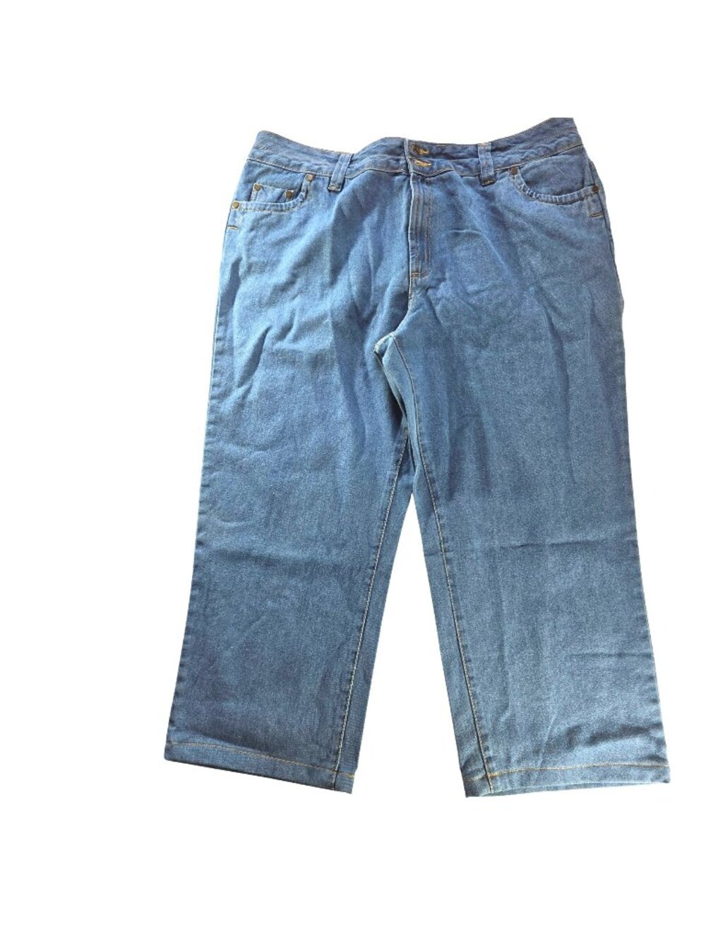 Jeans capris 18W Light Blue Relaxed Fit Cotton casual comfortable Woman Within